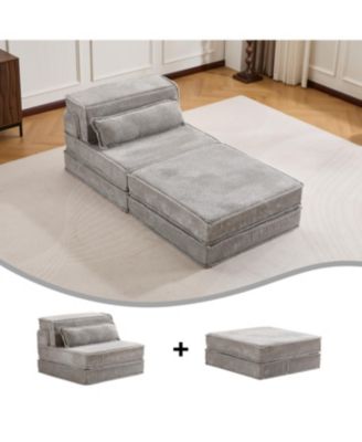 Streamdale Compression Sofa, Convertible Floor Sofa Bed, Modular Sectional Sofa, Grey
