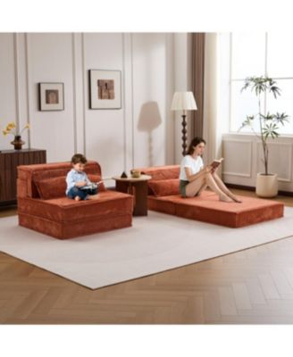 Streamdale Compression Sofa, Convertible Floor Sofa Bed, Modular Sectional, Orange