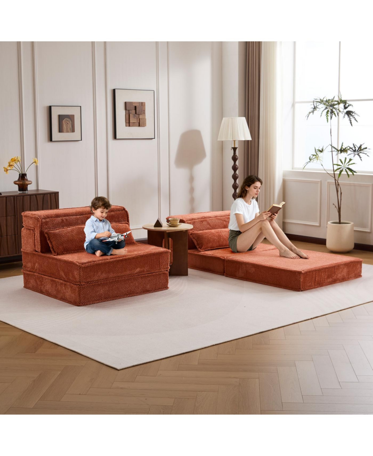 Streamdale Furniture Compression Sofa, Convertible Floor Sofa Bed, Modular Sectional