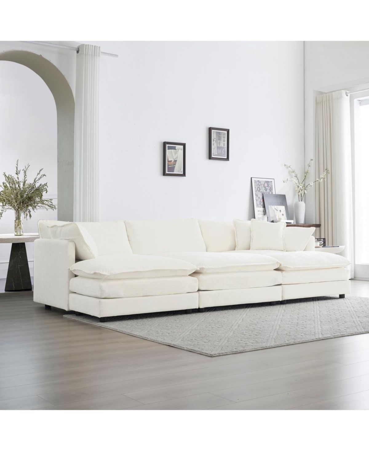 Streamdale Furniture Comfortable Deep Seat Reversible Modular 6 Seater Sectional Sofa with Ottomans & Pillows