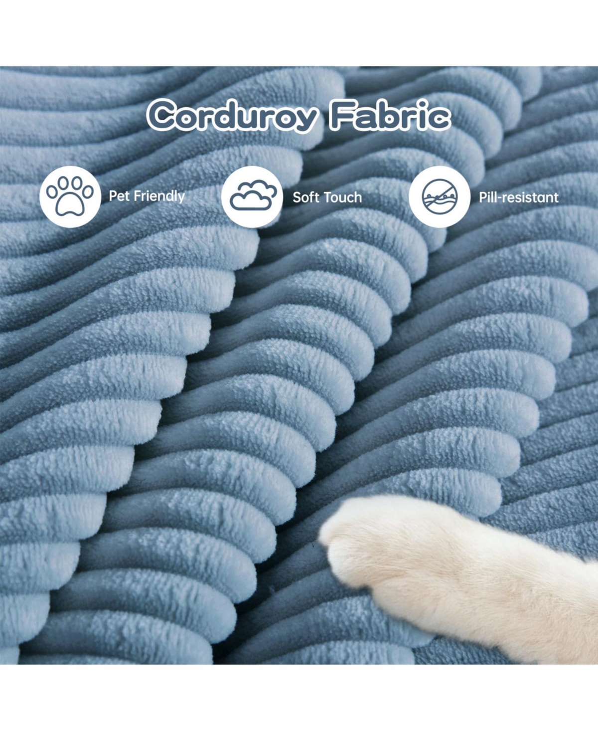 Streamdale Furniture Streamdale 92" Oversized Cloud Modular Sectional Couch, Corduroy, Blue