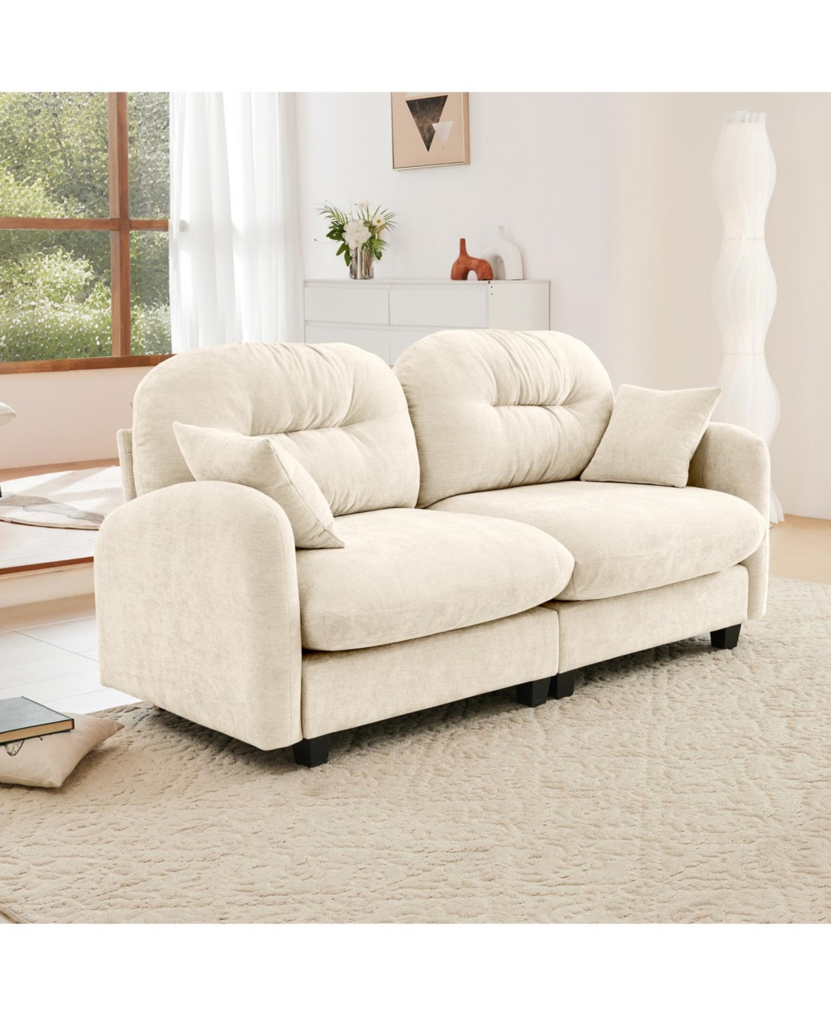 Streamdale Furniture Streamdale Loveseat Cloud Chenille Sectional Couch, Tufted, Ergonomic, Easy Install, Beige