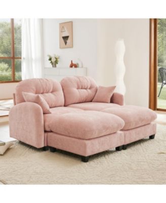 Cloud Sectional Couch, Premium Chenille, Tufted, High-Density Foam, Pink