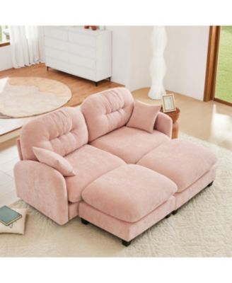 Cloud Sectional Couch, Premium Chenille, Tufted, High-Density Foam, Pink
