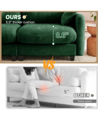 Cloud Sectional L-Shaped Couch w/ Ottoman, Soft Chenille, Tufted