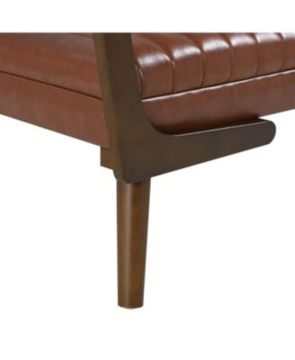Streamdale 52" Mid Century Walnut Bench with Channeled Upholstered Footrest Stool