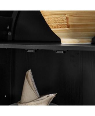 Streamdale Modern Retro Wooden Storage Cabinet with Adjustable Glass Partitions - Black