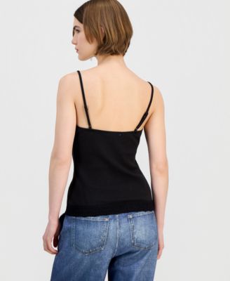 Juniors' Ribbed Lace-Trim Camisole
