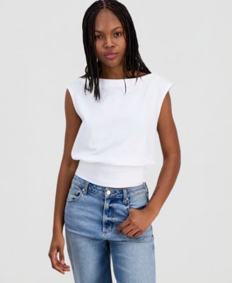 Juniors' Banded-Hem Boat-Neck Top  
