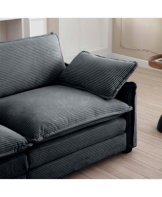 Streamdale Grey Corduroy Ottoman Footstool for 2, 3, and 4 Seater Sofas