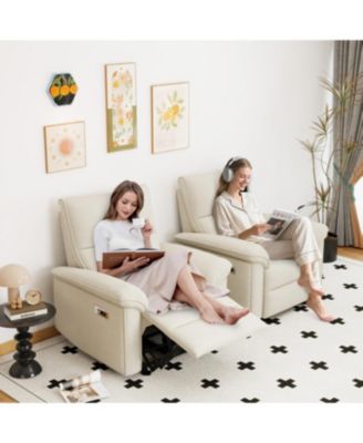 Streamdale Wall Hugger Zero Wall Power Recliner Chair with USB (Beige-gray