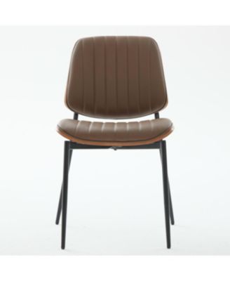 Dining Chairs Set of 2 Mid Century Modern Retro Faux Leather Chair (Brown PU)