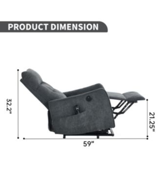 Streamdale Grey Chenille Single Motor Power Lift Recliner Chair with Massage & Heat