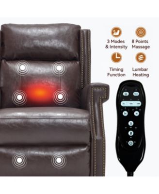 Brown Faux Leather Manual Recliner Chair with 8 Vibrating Nodes & 3 Massage Modes