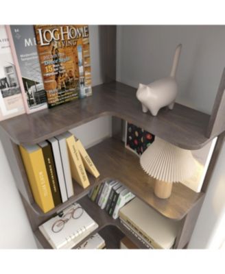 Streamdale 6 Tier L-Shaped Corner Bookshelf with Anti-Drop & Anti-Tipping Device - Dark Brown