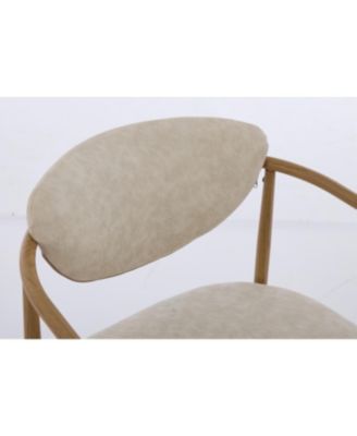 Streamdale Beige PU dining/living/bedroom chair with foam seat/back, metal frame, wood grain visual.