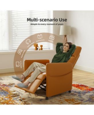 Streamdale Brown Leather Electric Recliner Chair with Footrest & Padded Seat