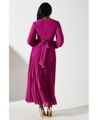 Women's Pleated Wrap Front Dress