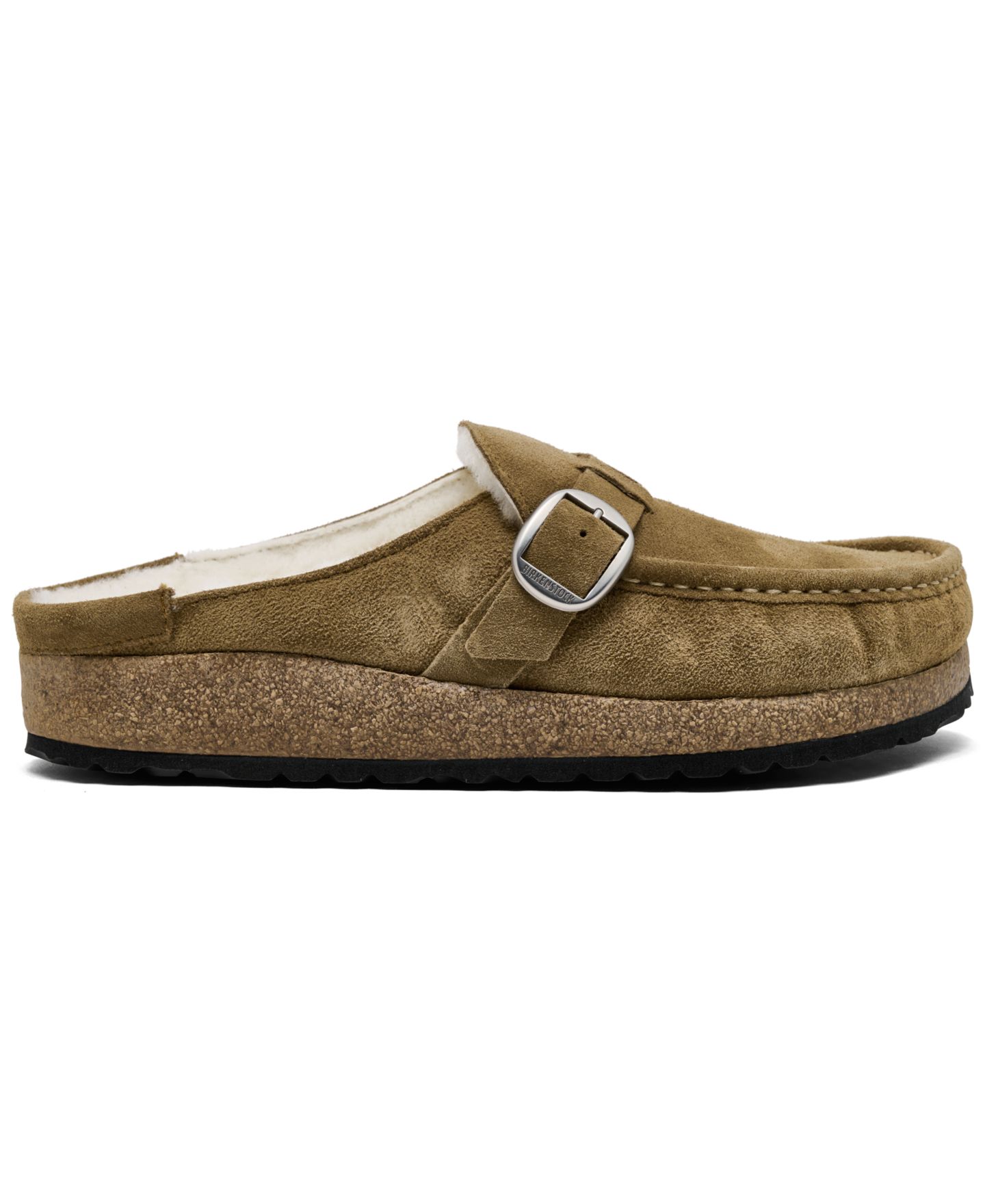 Женские сабо Birkenstock Buckley Shearling Suede Leather, цвет: Тёмный чайный — фото 2