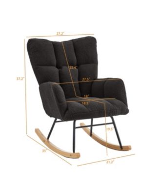 Streamdale Teddy Fabric Glider Rocking Chair with Metal Frame - Dark Gray