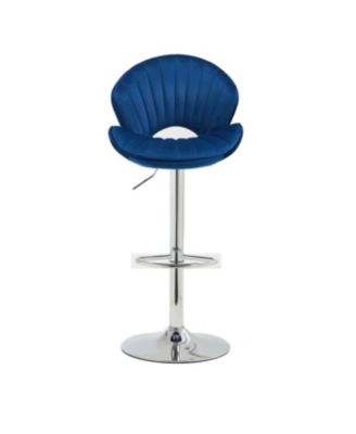 Streamdale Bar Stools Set of 2 - Adjustable Counter Height Bar Chairs with Back and Footrest - NAVY