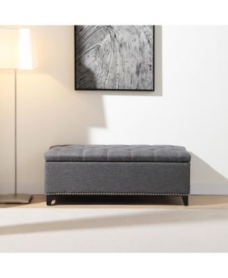 Streamdale 47.5" Storage Ottoman Bench with Safety Hinge, Button-Tufted, Supports 500lbs - Dark Grey