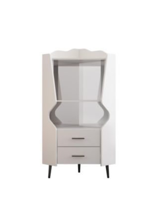 Streamdale Wooden Corner Bar Cabinet with Storage Shelves and Drawers, White