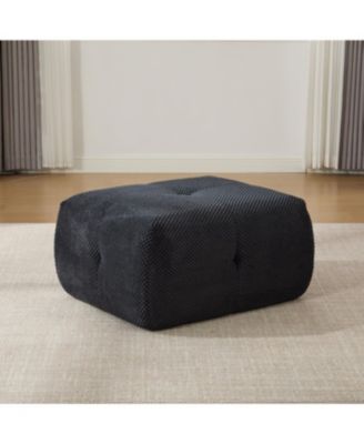 Streamdale Modular Cloud Armless Chair with Ottoman Set, Modern Deep Seat Single Sofa Lounger with Footstool, Charcoal