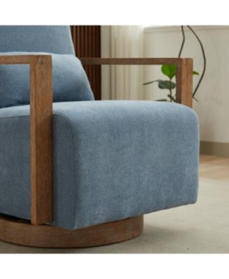 Streamdale 30.3"W Swivel Upholstered Chair with Solid Wood Armrests - Pale Blue