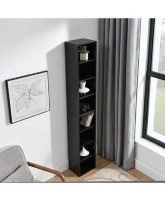 8-Tier Media Tower Rack CD DVD Slim Storage Cabinet with Adjustable Shelves