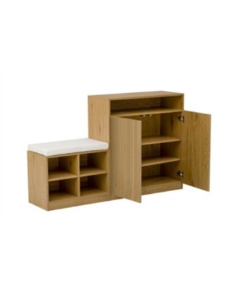 Streamdale Livingroom Cabinet with Shoe Bench, 2 Doors, 3-Tier Shelves, Entryway Bench, 4 Shoe Racks