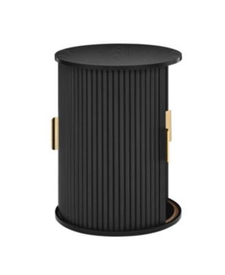 Streamdale Mid-Century Coffee Table Set with Sliding Tambour Door, Black