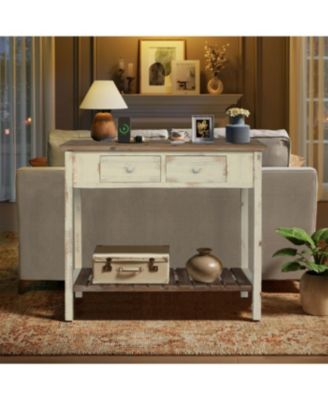 Streamdale Vintage Two-Drawer Console Table with Open Shelf