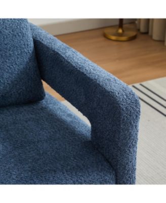 Navy Swivel Chair, Modern Rotating Arm Chair with Open Back