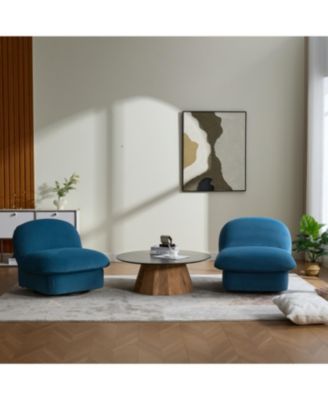 Velvet Swivel Chair with 360-degree Metal Base