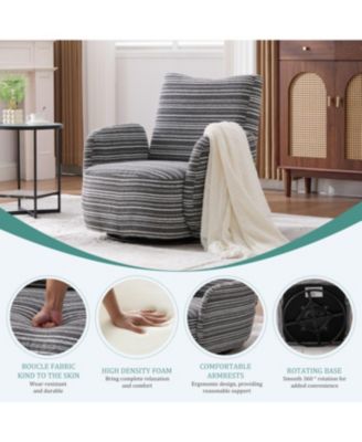 Streamdale Modern Swivel Leisure Chair with Striped Armrest