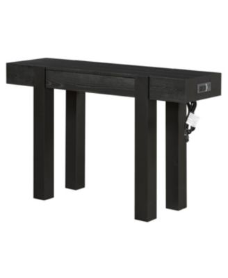 Streamdale Rustic Minimalist Console Table with Hidden Drawer & Power Outlet (Black)