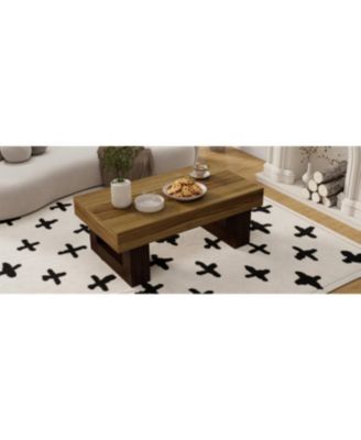 Streamdale 42" Rustic Brown Wood Farmhouse Coffee Table with Sturdy Base