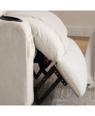 Swinging recliner massage heated sofa with USB and cup holders (Beige