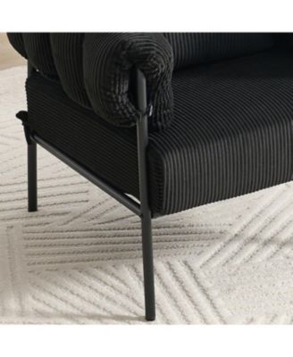 Modern Teddy Fleece Chair with Gold Legs, Black