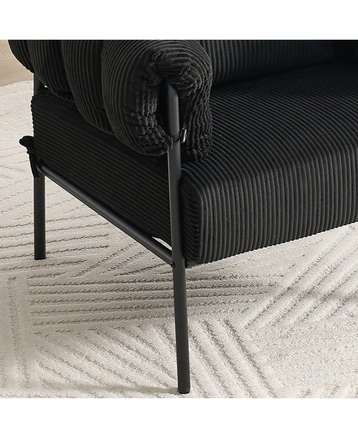 Streamdale Furniture Modern Teddy Fleece Chair with Gold Legs, Black