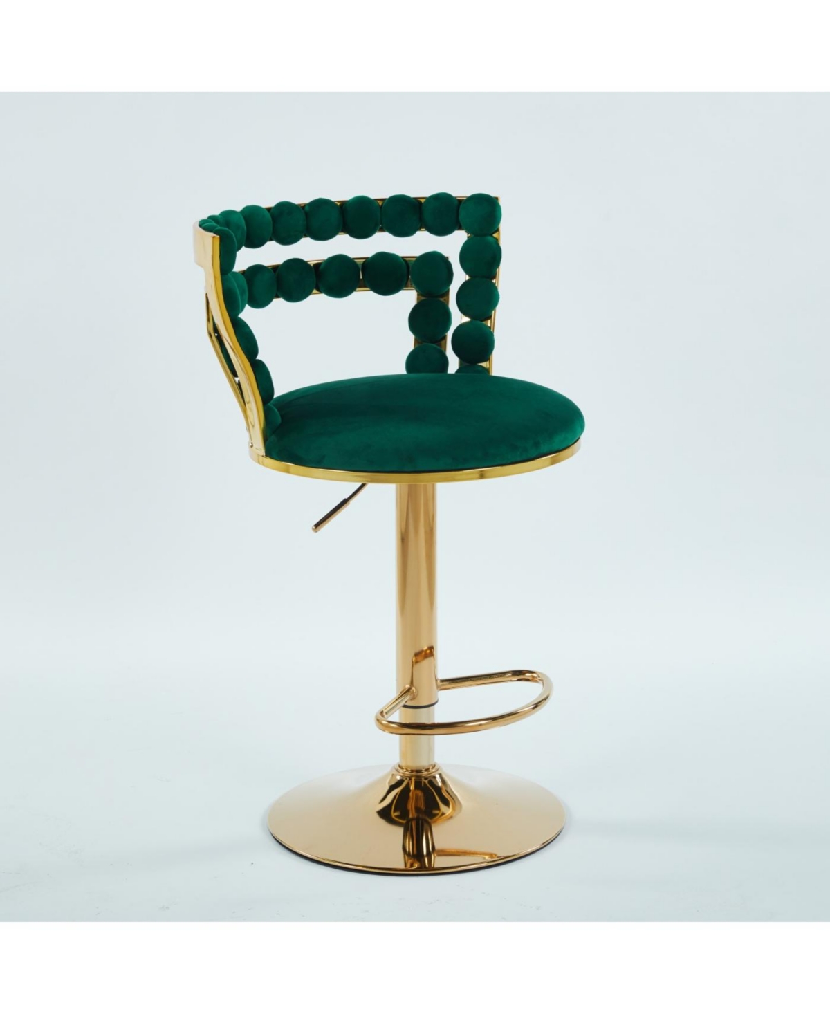 Streamdale Modern Gold Bar Table Set with 2 Adjustable Stools, Round Marble Pub Table