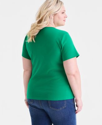 Plus Size Short-Sleeve V-Neck Top