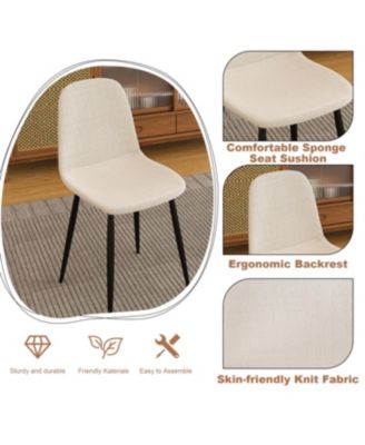 Streamdale 63" Farmhouse Industrial Dining Table Set w/ 4 Beige Chairs, Iron Legs