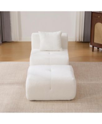 31" Modular Cloud Armless Chair with Ottoman Set, Ivory