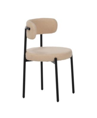 Streamdale Medieval modern dining chair set, 4 pcs, round seat, black metal legs, beige