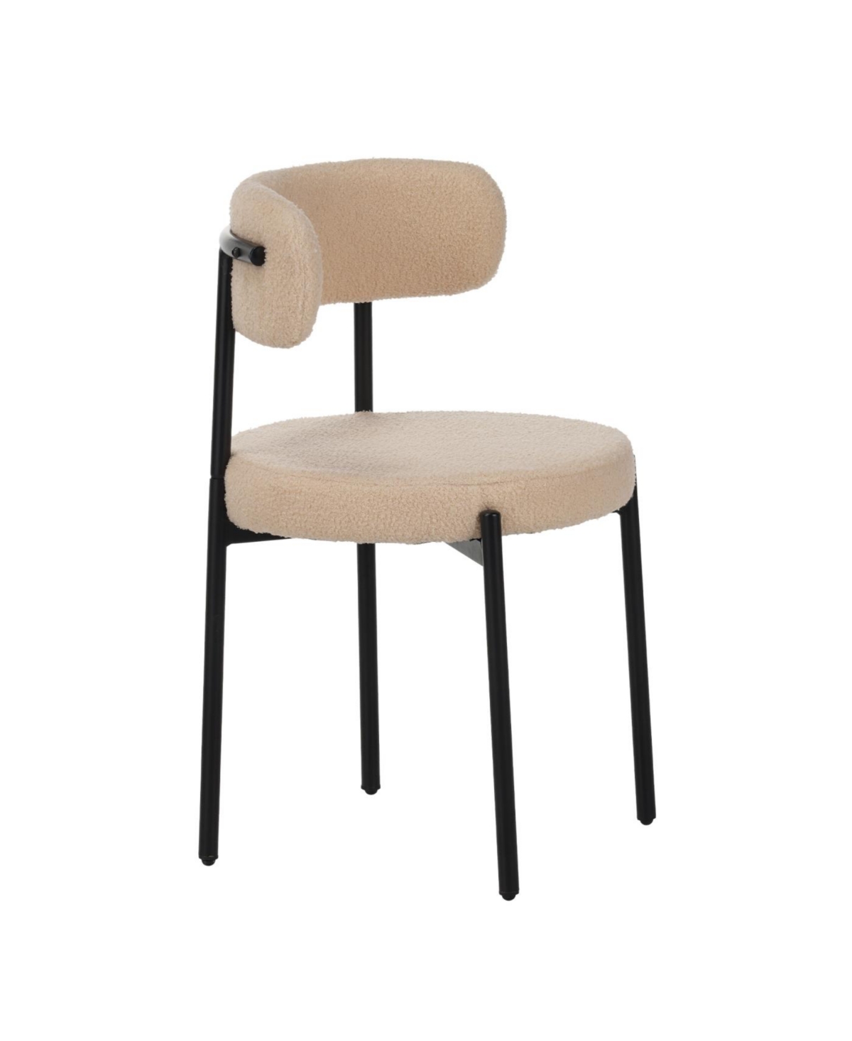 Streamdale Furniture Streamdale Medieval modern dining chair set, 4 pcs, round seat, black metal legs, beige