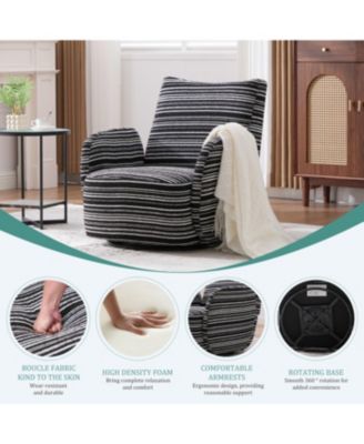 Streamdale Modern Style Swivel Leisure Chair with Striped Armrest