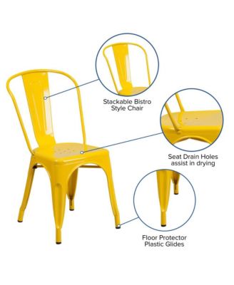 Commercial Grade 4 Pack Metal Indoor-Outdoor Stackable Chair