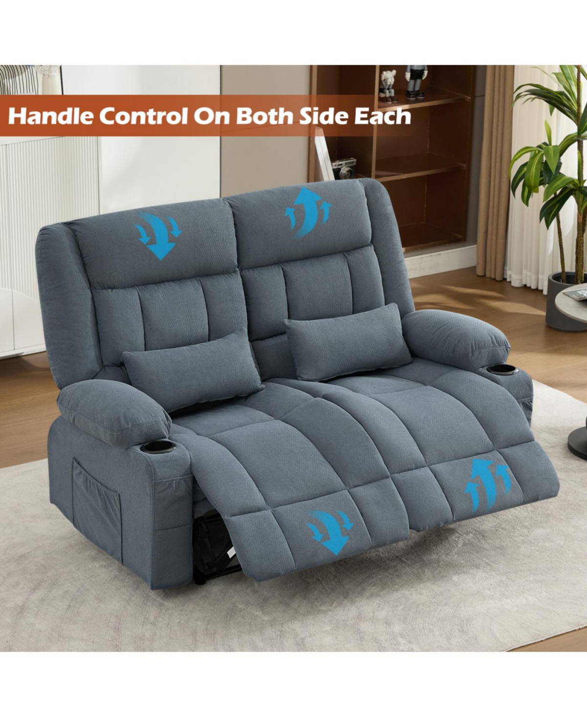 Streamdale Recliner Loveseat with Cup Holders & Side Pocket for Adults